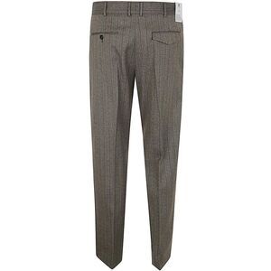 PT01 Men's Striped Wool Blend Dress Pants Men BROWN